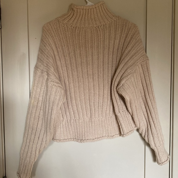 Cropped rib turtleneck cream beige thick medium - Picture 4 of 4